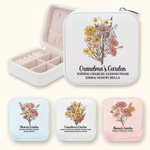 Estuche de joyería de piel con nombre Personalizado Acuarela Ramo de flores de nacimiento Día de la Madre Regalo de cumpleaños para mujer