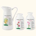 Personalized Happy Birthday Watercolor Birth Flower Ceramic Vase with Name Home Decoration Mother's Day Gift for Woman