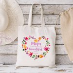 Personalized You Make Life Beautiful Floral Hoop Canvas Tote Bag with Name Mother's Day Gift for Mom Grandma