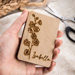 Personalized Birth Flower Wooden Magnetic Needle Box with Name Birthday Mother’s Day Gift for Sewing Lover