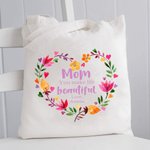 Personalized You Make Life Beautiful Floral Hoop Canvas Tote Bag with Name Mother's Day Gift for Mom Grandma