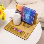Regalo de Cumpleaños para los amantes de la Lectura Personalizado y Grabado Flor de Nacimiento Soporte de Madera para Libros Juego de Marcapáginas con
