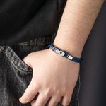 Gepersonaliseerde fietsketting kraal armband met gegraveerde familienaam verjaardag vaderdag cadeau voor man