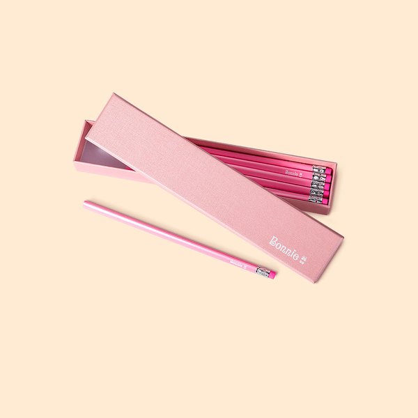 Boîte de 12 crayons HB personnalisés avec nom et éléments mignons Cadeau de rentrée scolaire pour enfants