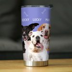Personalised Paw Bone Heart Pet Portrait Stainless Steel 20oz Tumbler with Name Birthday Anniversary Gift for Pet Lover