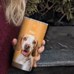 Personalised Paw Bone Heart Pet Portrait Stainless Steel 20oz Tumbler with Name Birthday Anniversary Gift for Pet Lover