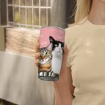 Personalised Paw Bone Heart Pet Portrait Stainless Steel 20oz Tumbler with Name Birthday Anniversary Gift for Pet Lover
