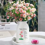Personalized Happy Birthday Watercolor Birth Flower Ceramic Vase with Name Home Decoration Mother's Day Gift for Woman