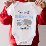 Onze eerste Moederdag Samen - Gepersonaliseerd 100% Katoenen T-shirt Babyrompertje met Namen Moederdagcadeau voor Pasgeborenen