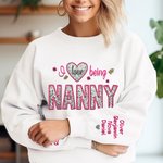Personalized Colorful Faux Embroidery Sequin Love T-shirt Sweatshirt with Names Birthday Mothers Day Gift for Grandma Mom