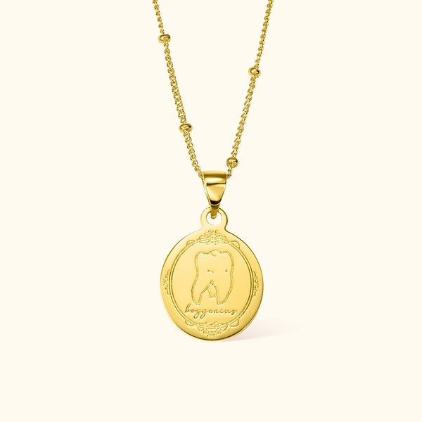 Personalised Engraved Tooth Pattern Necklace with Text Graduation Birthday Gift for Dentist Dental Student Dental Hygienist