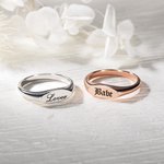 Anillo de sello ovalado personalizado con nombre grabado Cumpleaños Día de la Madre Aniversario Regalo para ella