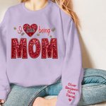 Personalized Colorful Faux Embroidery Sequin Love T-shirt Sweatshirt with Names Birthday Mothers Day Gift for Grandma Mom