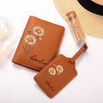 Personalizzato Multicolor PU Pelle Fiore di nascita Passaporto Coprire Tag bagagli Set con nome Anniversario Regalo di compleanno per gli appassionati di viaggi