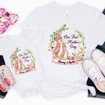 T-shirt adulte Peter Rabbit Bunny Floral et Onesie avec noms personnalisés Cadeau de fête des mères pour bébé et nouvelle maman