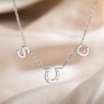 Personalized Horseshoe Necklace with Two Initials Birthday Anniversary Gift for Horse Lover Women