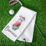 Personalizada Palos de Golf de Colores Toalla Waffle de Golf Absorbe el Sudor con Clip para Colgar Nombre Regalo de Cumpleaños para los Amantes del Go