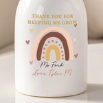 Vaso in ceramica con design arcobaleno personalizzato, decorazione per la casa con nome dell'insegnante e dello studente Regalo di ringraziamento per 
