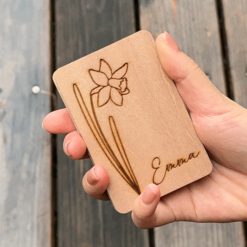 Personalized Birth Flower Wooden Magnetic Needle Box with Name Birthday Mother’s Day Gift for Sewing Lover
