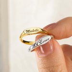 Anillo de sello ovalado personalizado con nombre grabado Cumpleaños Día de la Madre Aniversario Regalo para ella