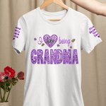 Personalized Colorful Faux Embroidery Sequin Love T-shirt Sweatshirt with Names Birthday Mothers Day Gift for Grandma Mom