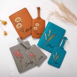 Personalizzato Multicolor PU Pelle Fiore di nascita Passaporto Coprire Tag bagagli Set con nome Anniversario Regalo di compleanno per gli appassionati di viaggi