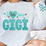 Personalized Colorful Faux Embroidery Sequin Love T-shirt Sweatshirt with Names Birthday Mothers Day Gift for Grandma Mom