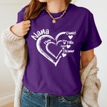 Gepersonaliseerd Hart Design T-shirt Sweatshirt met 1-19 Kindernamen Moederdag Verjaardagscadeau voor mama Oma