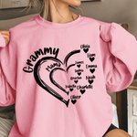 Gepersonaliseerd Hart Design T-shirt Sweatshirt met 1-19 Kindernamen Moederdag Verjaardagscadeau voor mama Oma
