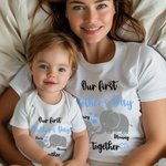 Onze eerste Moederdag Samen - Gepersonaliseerd 100% Katoenen T-shirt Babyrompertje met Namen Moederdagcadeau voor Pasgeborenen