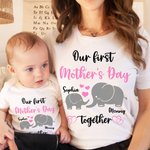 Onze eerste Moederdag Samen - Gepersonaliseerd 100% Katoenen T-shirt Babyrompertje met Namen Moederdagcadeau voor Pasgeborenen