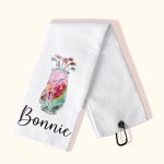 Personalizada Palos de Golf de Colores Toalla Waffle de Golf Absorbe el Sudor con Clip para Colgar Nombre Regalo de Cumpleaños para los Amantes del Go