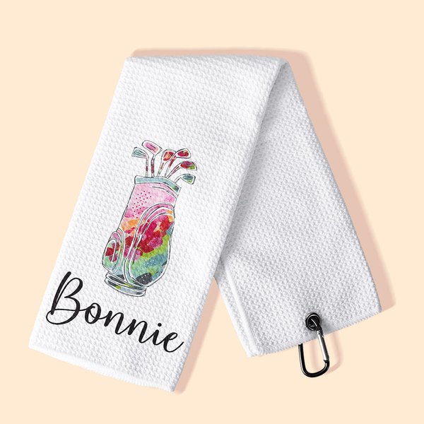 Personalizada Palos de Golf de Colores Toalla Waffle de Golf Absorbe el Sudor con Clip para Colgar Nombre Regalo de Cumpleaños para los Amantes del Go