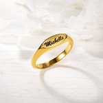 Anillo de sello ovalado personalizado con nombre grabado Cumpleaños Día de la Madre Aniversario Regalo para ella