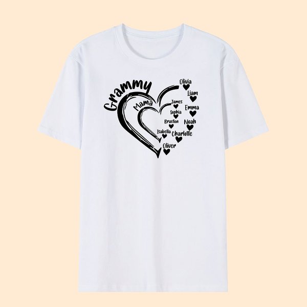 Camiseta personalizada con diseño de corazón Sudadera con 1-19 nombres de niños Día de la Madre Cumpleaños Regalo para Mamá Abuela