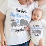 Onze eerste Moederdag Samen - Gepersonaliseerd 100% Katoenen T-shirt Babyrompertje met Namen Moederdagcadeau voor Pasgeborenen