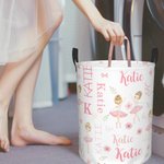 Personalized Ballet Girl Waterproof Toy Storage Laundry Basket with Name and Handle Birthday Gift for Ballerina Girl