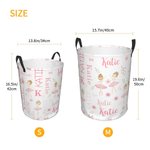 Personalized Ballet Girl Waterproof Toy Storage Laundry Basket with Name and Handle Birthday Gift for Ballerina Girl