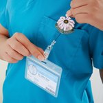 Personalized Funny Glitter Withered Daisy Acrylic Badge Reel Birthday Nurse Week Gift for Nurse Doctor Medical Staff