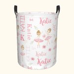 Personalized Ballet Girl Waterproof Toy Storage Laundry Basket with Name and Handle Birthday Gift for Ballerina Girl