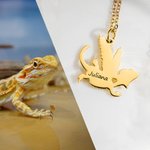 Incisione personalizzata Drago barbuto animale domestico Collana ciondolo lucertola Compleanno Anniversario Regalo per gli amanti delle lucertole