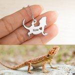 Incisione personalizzata Drago barbuto animale domestico Collana ciondolo lucertola Compleanno Anniversario Regalo per gli amanti delle lucertole
