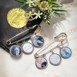 Broche de Revers avec Photo et Mots Personnalisés Broche de Bouquet Cadeau de Mariage et de Fin d'Études