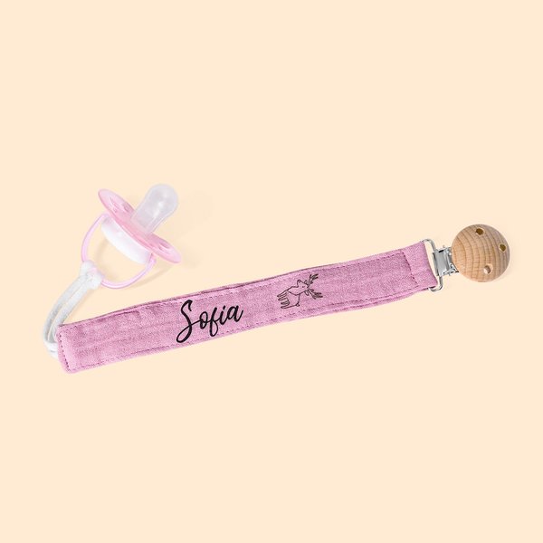 Personalized Cute Animal Pacifier Strap Clip with Name Birthday Baby Shower Gift for Baby Newborn