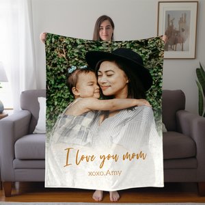 Gepersonaliseerde Zachte Deken met Foto van Karakter en Tekst Moederdag Baby Shower Gift voor Familie
