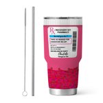 Personalized Pink Recovery Kit  RX Pill 30oz Stainless Steel Tumbler with Straw Name Bachelorette Party Favor Birthday for Her