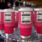 Personalized Pink Recovery Kit  RX Pill 30oz Stainless Steel Tumbler with Straw Name Bachelorette Party Favor Birthday for Her