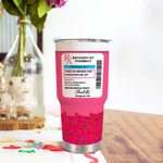 Personalized Pink Recovery Kit  RX Pill 30oz Stainless Steel Tumbler with Straw Name Bachelorette Party Favor Birthday for Her
