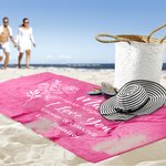 Serviette de Plage Personnalisée avec Titre Texte Fleur de Naissance Accessoire Vacance d'Été Cadeau Voyage Fête pour Femme