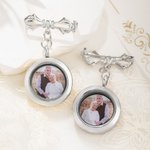 Personalized Photo Lapel Pin Bouquet Charm Memoriral Wedding Graduation Gift for Groom Bride Graduates